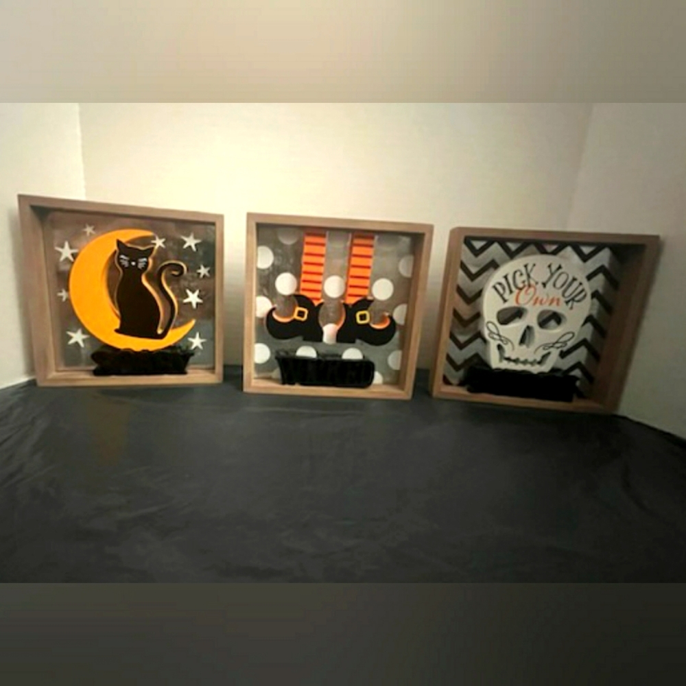 3 Halloween 3D Shadow Box Decor Set